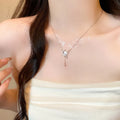 Gold and silver star moon zirconium necklace with adjustable clavicle chain for women