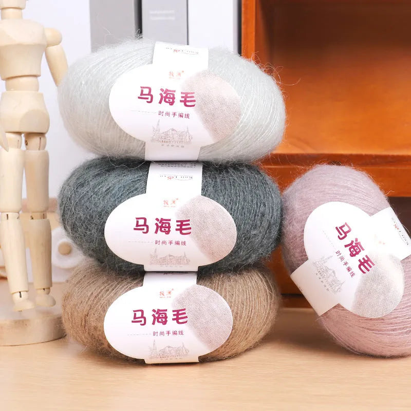 Mohair DIY scarf knitting kit wool ball in assorted colours with Inverness thread