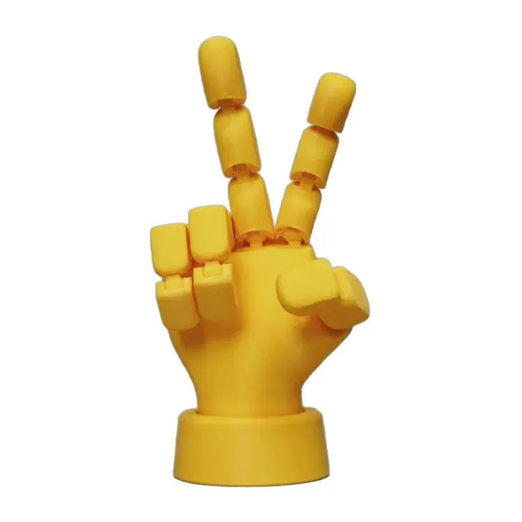 Yellow PLA movable joint hand ornament decorative prop measuring 5x5.38x7.5cm