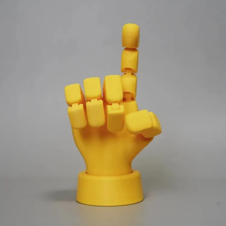 Yellow PLA movable joint hand ornament decorative prop measuring 5x5.38x7.5cm