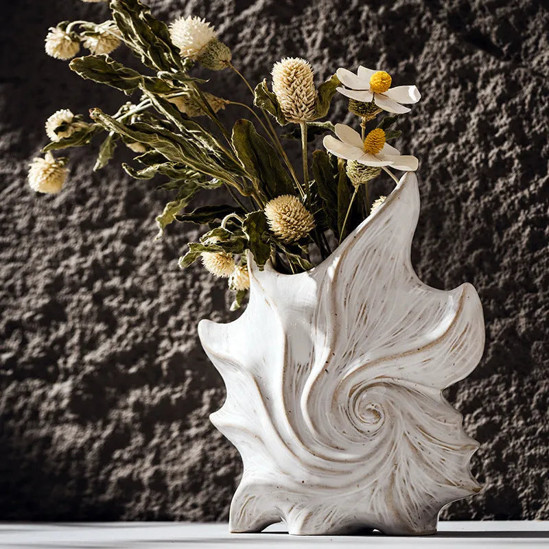 French art style ceramic vase with coloured glaze finish in European retro design