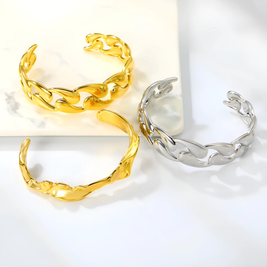 Stainless steel unisex bracelet in silver, gold and rose gold colours with alloy clasp