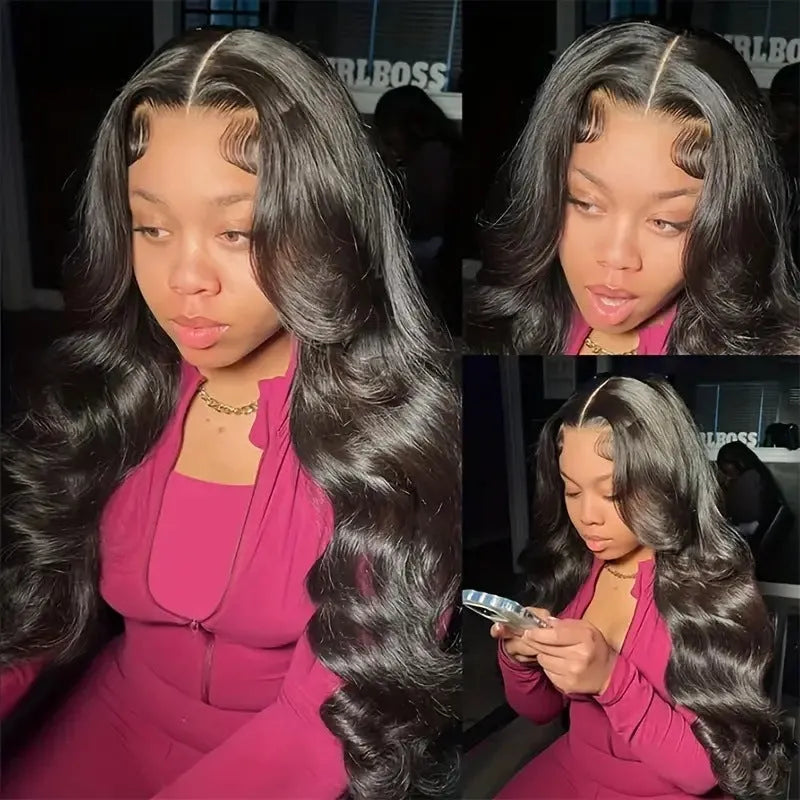 Black lace wig with big wave hairstyle made from high-temperature chemical fibre, shown on a mannequin head.
