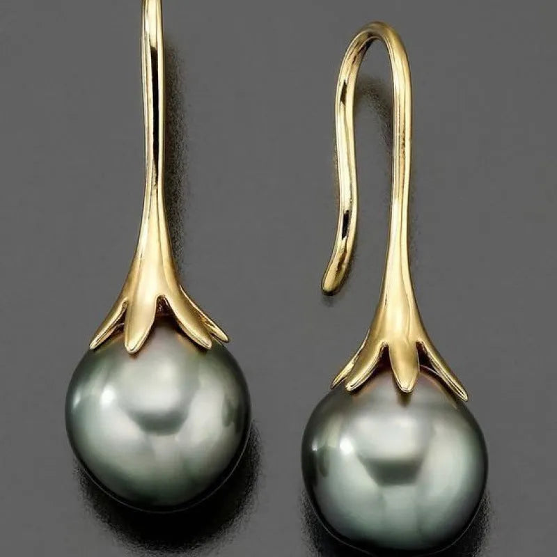 Gold-tone retro fashion women's earrings with electroplated finish on alloy construction