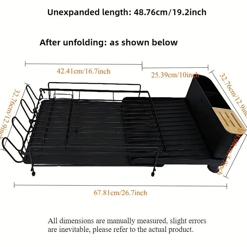 Retractable carbon steel dish rack for cutlery knife fork and cup drying