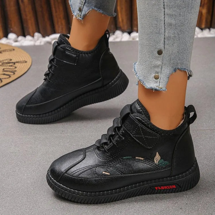 Women's black cotton velvet slippers with a hollow-out design and a non-slip rubber sole