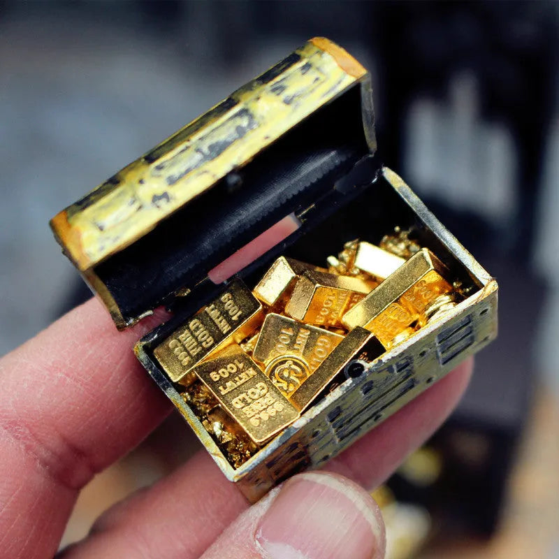 Alloy gold coin treasure box miniature ornaments for 1:12 scale dollhouses