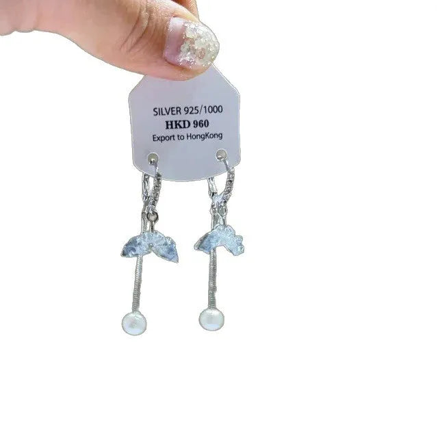 Geometric heart-shaped women's earrings with rhinestones and dangling tassels in silver-toned electroplated alloy