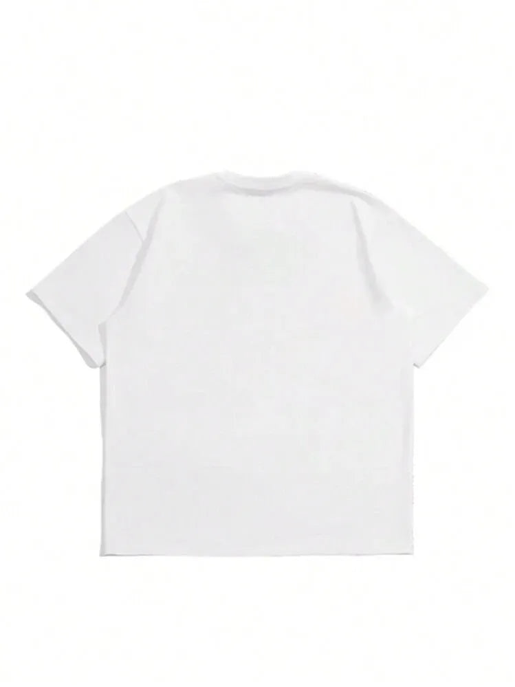 Men's pure cotton Japanese retro style t-shirt in dark grey colour with printed design
