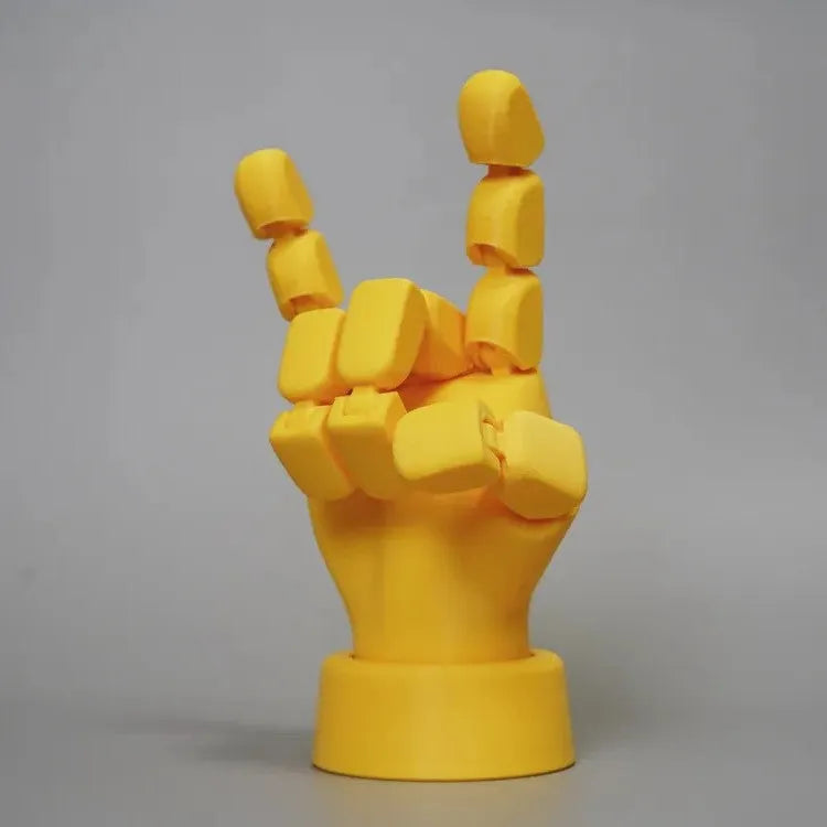 Yellow PLA movable joint hand ornament decorative prop measuring 5x5.38x7.5cm