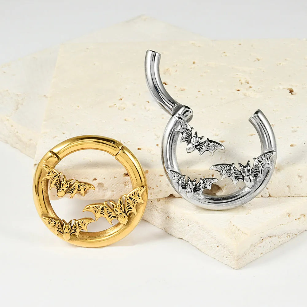 Stainless steel fashion earrings with shaped totem patterns in various electroplated colours