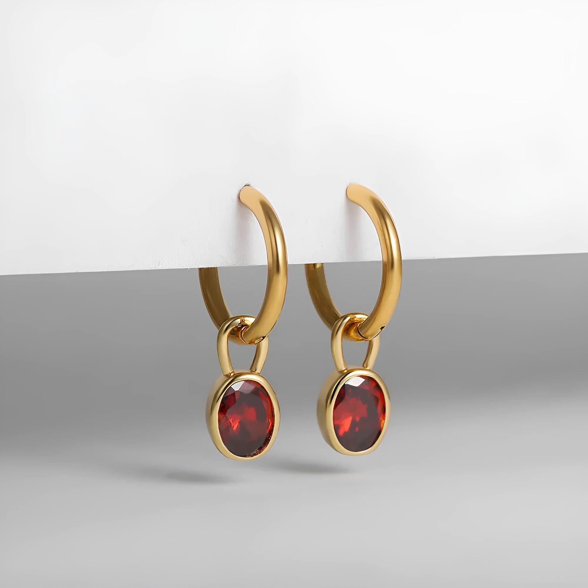 Women's retro oval zircon earrings in six colours including army green and emerald on copper settings