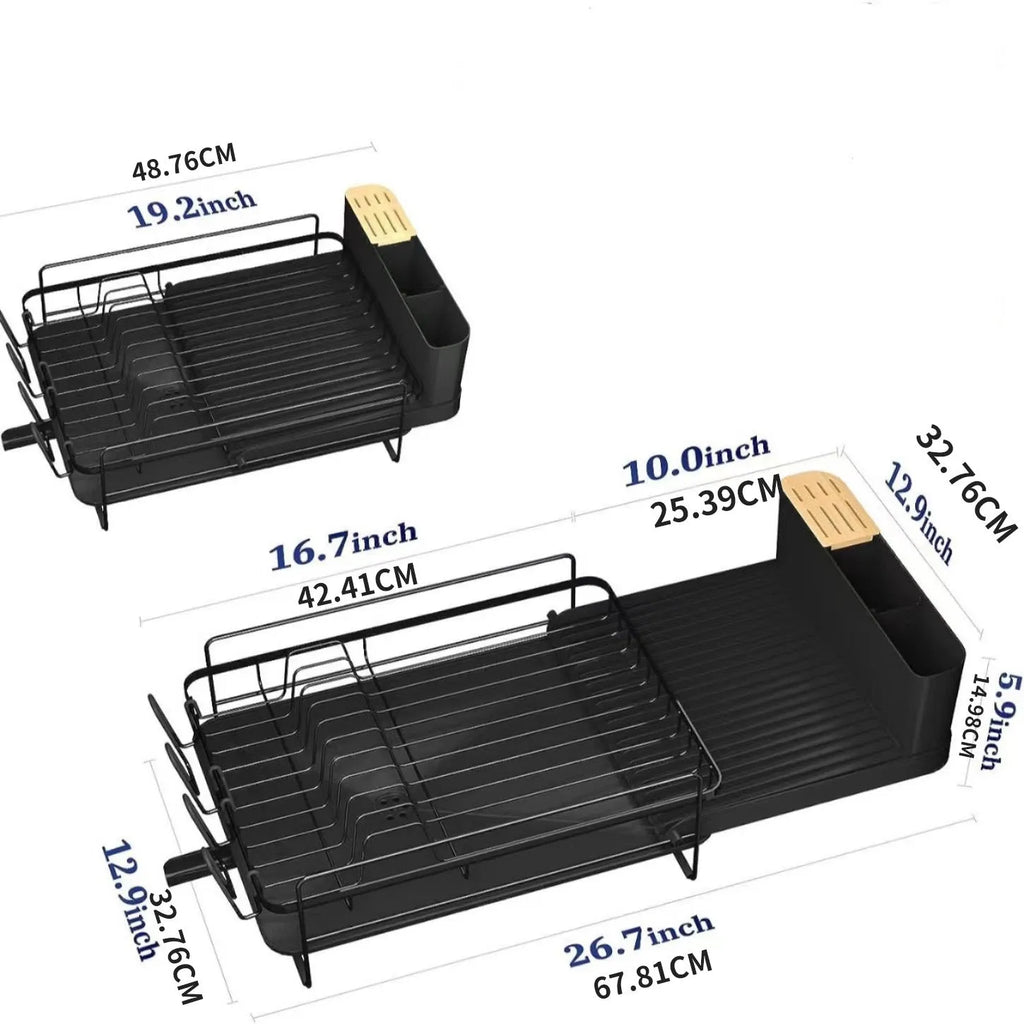 Retractable carbon steel dish rack for cutlery knife fork and cup drying