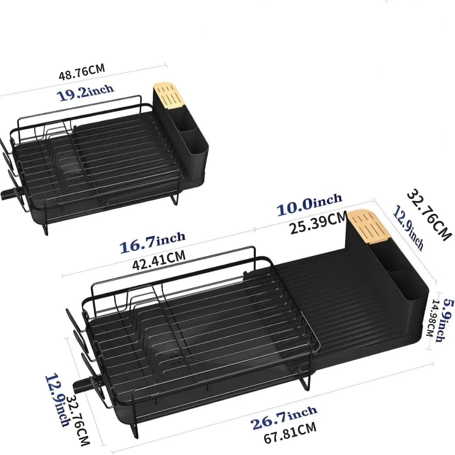 Retractable carbon steel dish rack for cutlery knife fork and cup drying