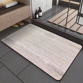 Square diatomite bathroom floor mat with wood grain pattern on bathroom tiles