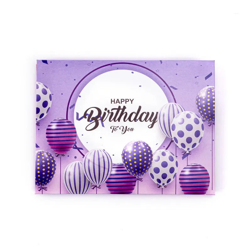 Chinese ink style 3D birthday cake greeting card with light music mechanism, 15x20cm