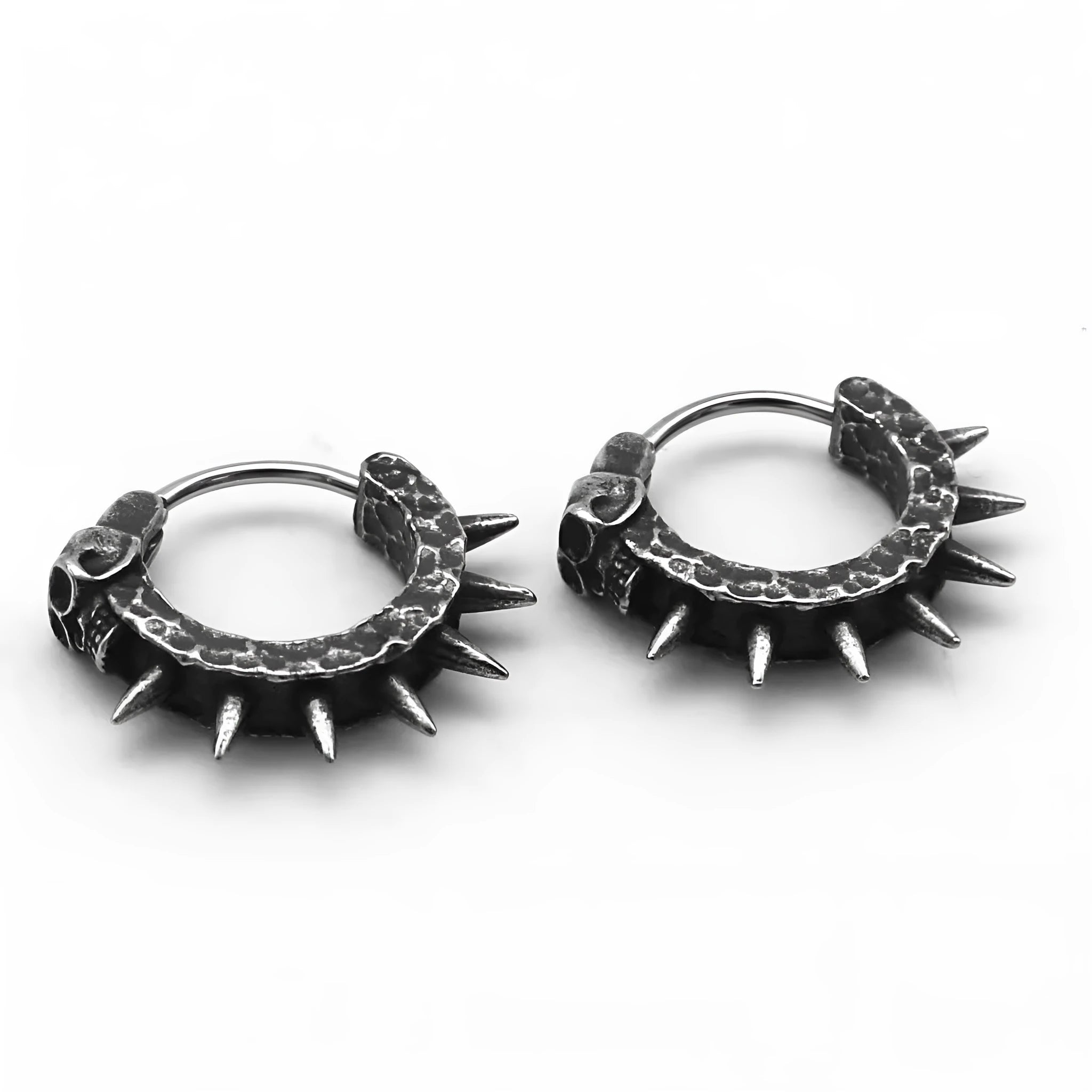 Black geometric punk motorcycle earrings made from alloy with copper plastic details.