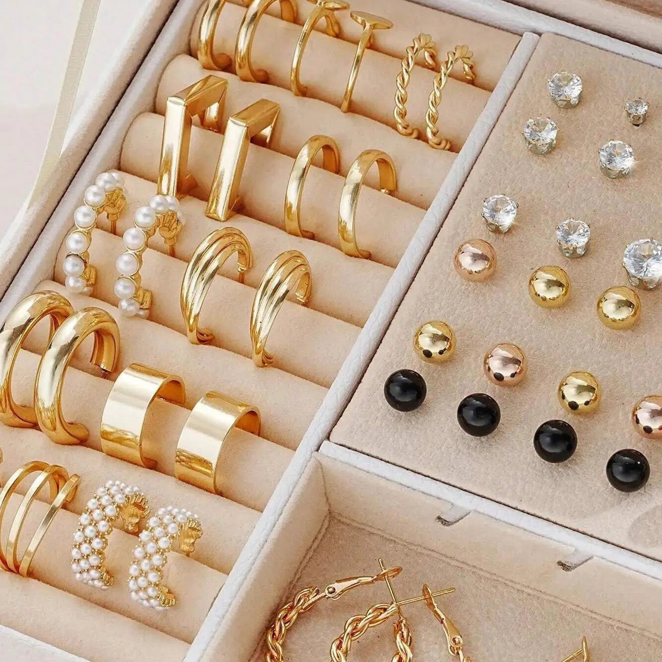 108 geometric pearl earrings with gold yellow electroplated finish women's fashion jewellery set