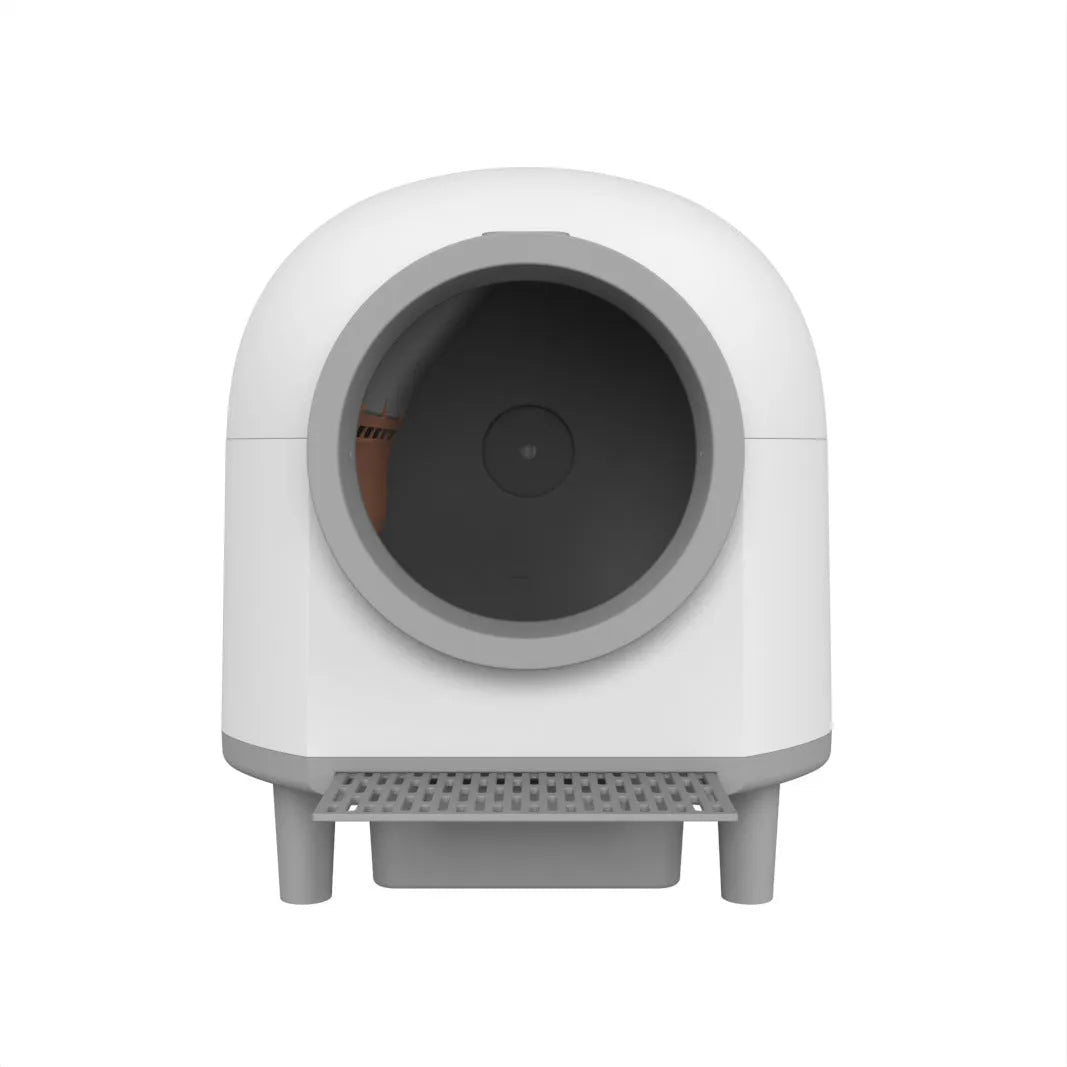 White automatic enclosed cat litter box with ABS plastic construction