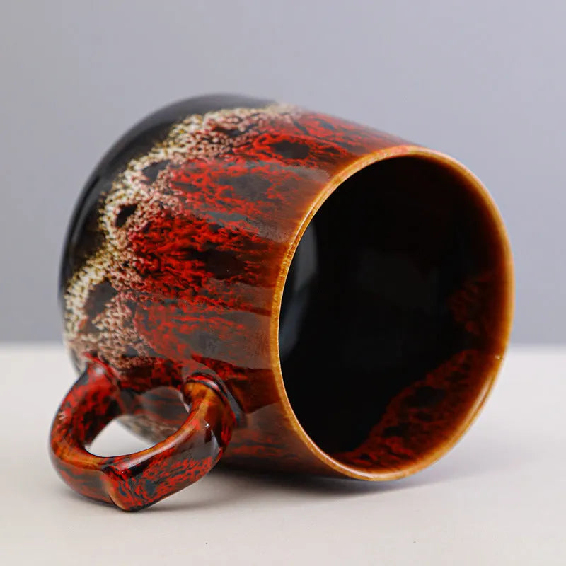 Large-capacity retro style coffee mug with 301-400ml volume and 8.5cm height