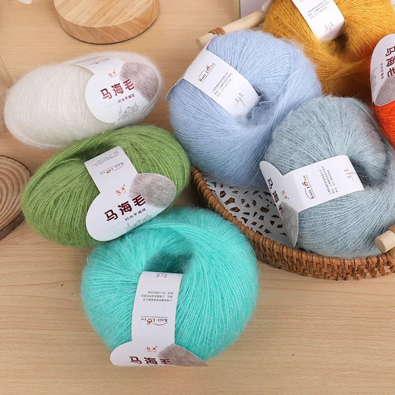 Mohair DIY scarf knitting kit wool ball in assorted colours with Inverness thread