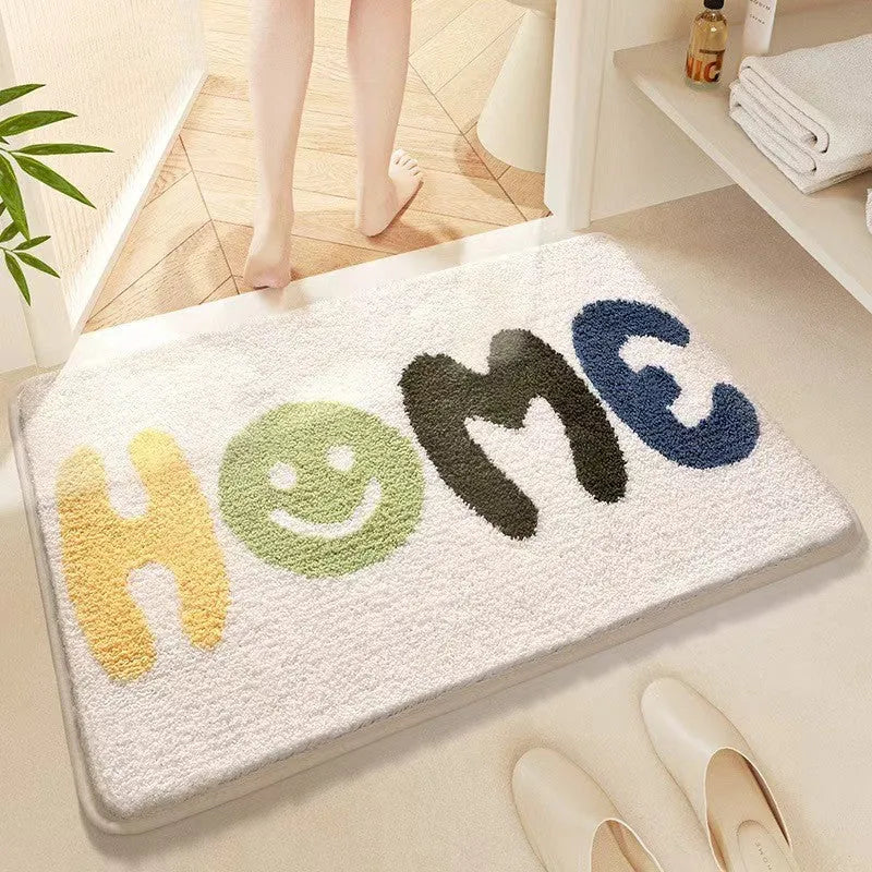Square sky sea rainbow pattern floor mat with plastic dirt-resistant bottom in 40x60cm size