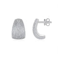 Geometric shaped sterling silver stud earrings with a white moissanite stone.