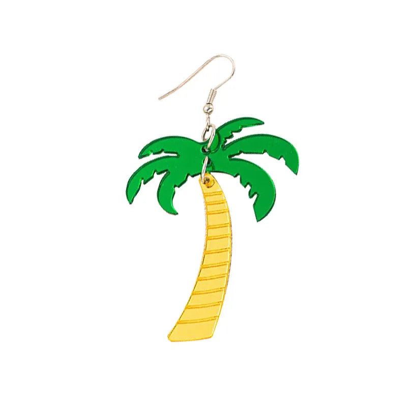 Acrylic drop earrings with coconut and artocarpus heterophyllus design in hook style