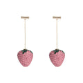 Geometric strawberry-shaped earrings with spot drill texture in red zinc alloy