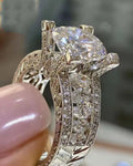 Geometric electroplated fashion ring in gold or white finish, women's sizes 5-13