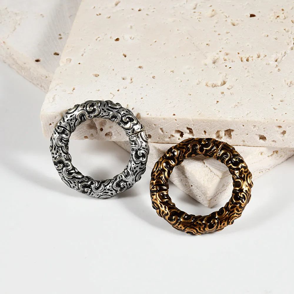 Stainless steel fashion earrings with shaped totem patterns in various electroplated colours