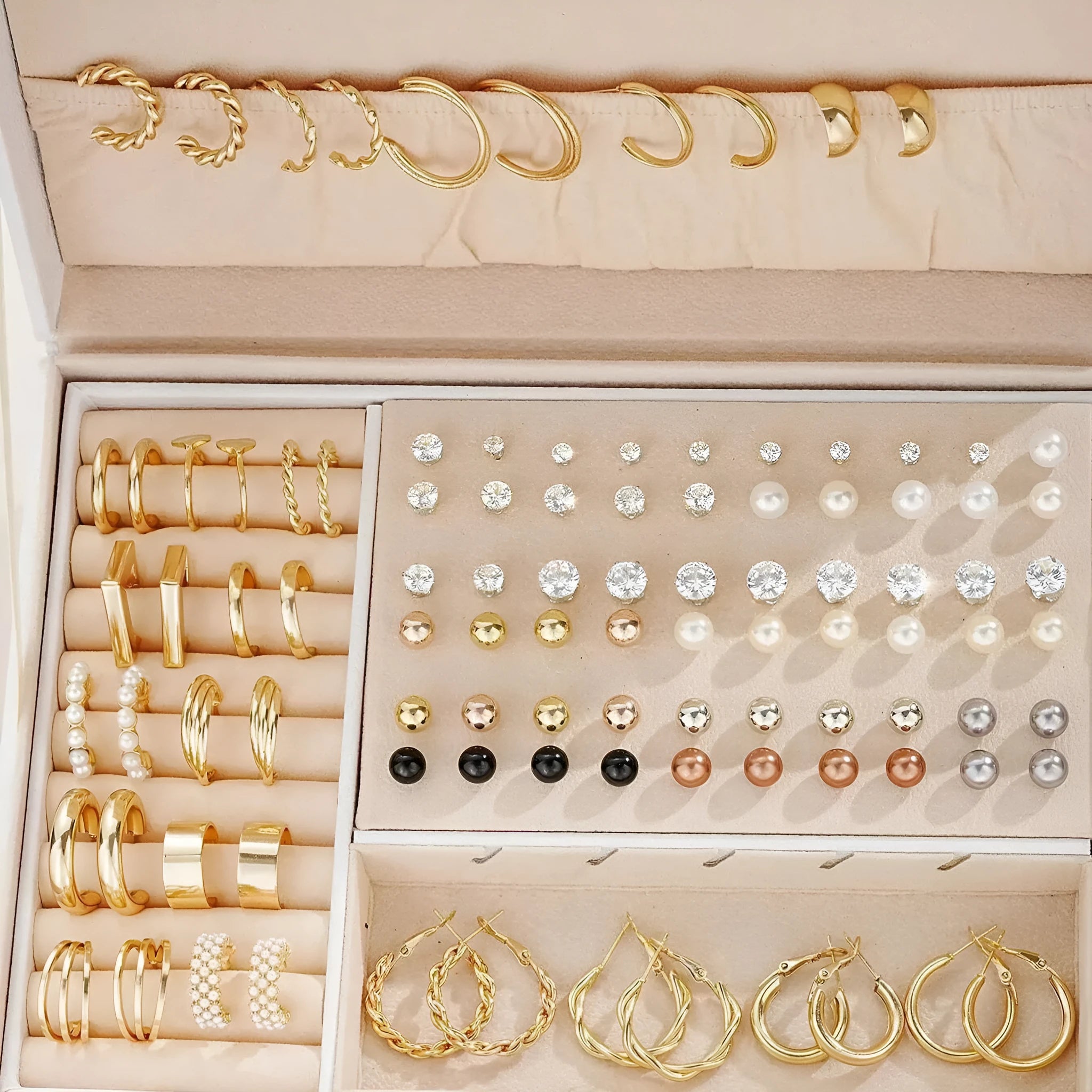 108 geometric pearl earrings with gold yellow electroplated finish women's fashion jewellery set