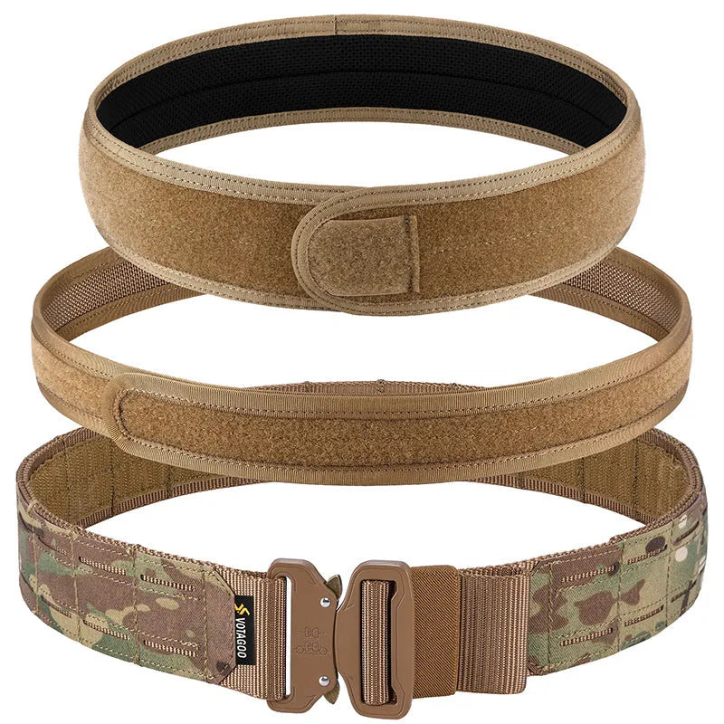 Tactical quick-release belt in 2-inch nylon with alloy automatic buckle, shown in CP camouflage.