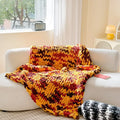 Thick striped chenille throw blanket with handmade dyed cover in a choice of four colours.