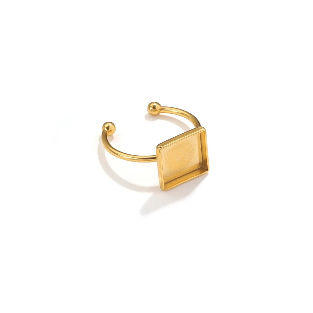 Golden stainless steel ring setting with totem pattern in multiple shape options