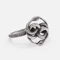 Titanium steel double snake ring in retro design with coiled serpent motif