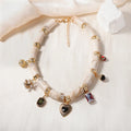 Heart-shaped resin bamboo necklace for women with electroplated colour finish