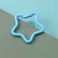 Zinc alloy five-pointed star keychain in various colours for backpacks and keys.