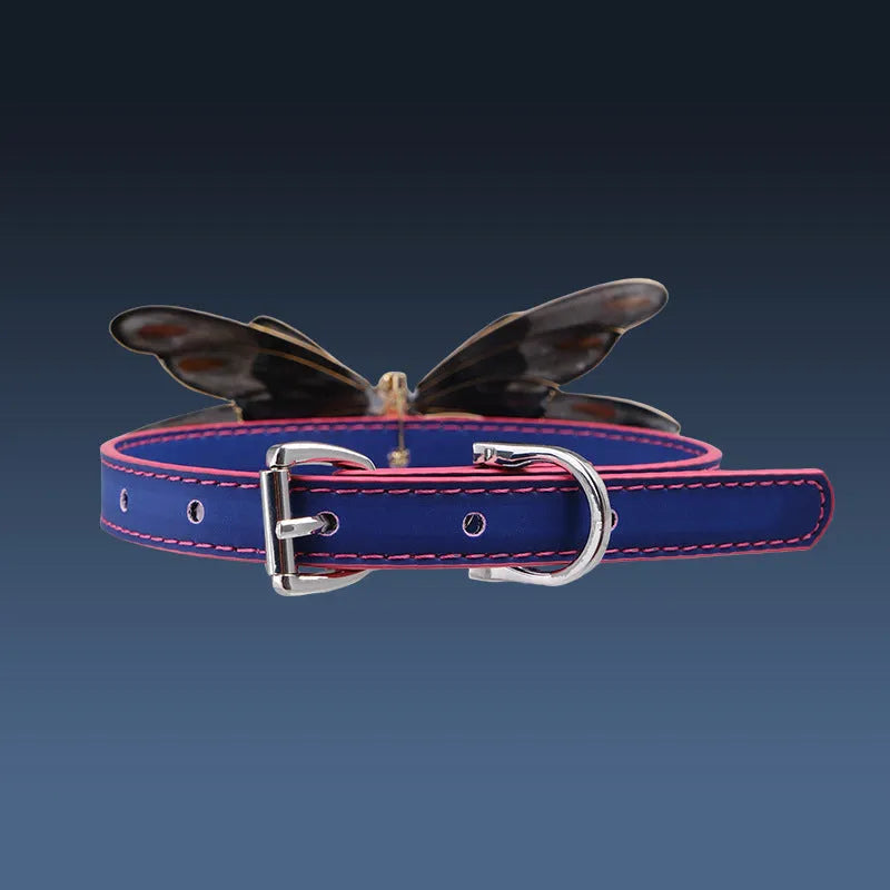 Purple butterfly collar necklace with temperature-change colour and rhinestone decoration on alloy chain
