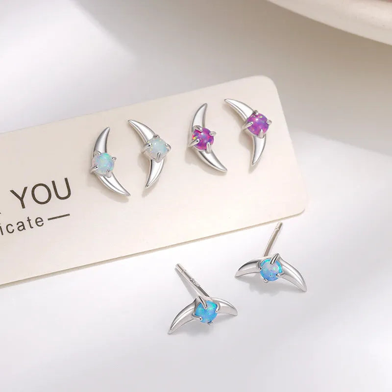 Women's geometric 925 silver earrings with electroplated gold or platinum finish and stone accents