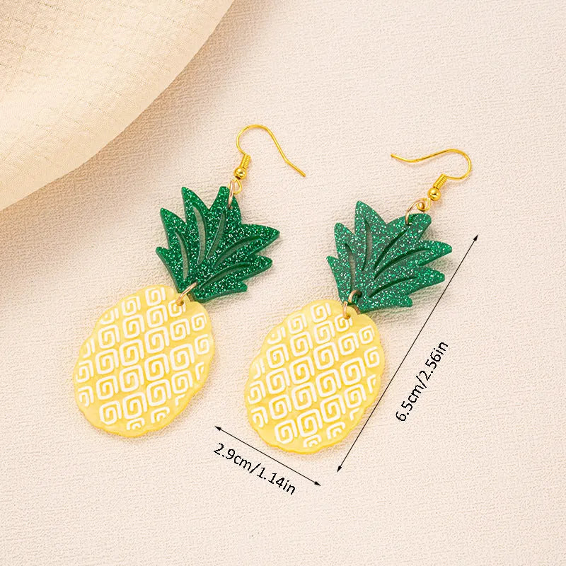 Acrylic drop earrings with coconut and artocarpus heterophyllus design in hook style