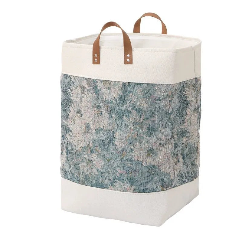 Fabric storage box with drawstring closure measuring 35x35x55cm in colourful bear pattern
