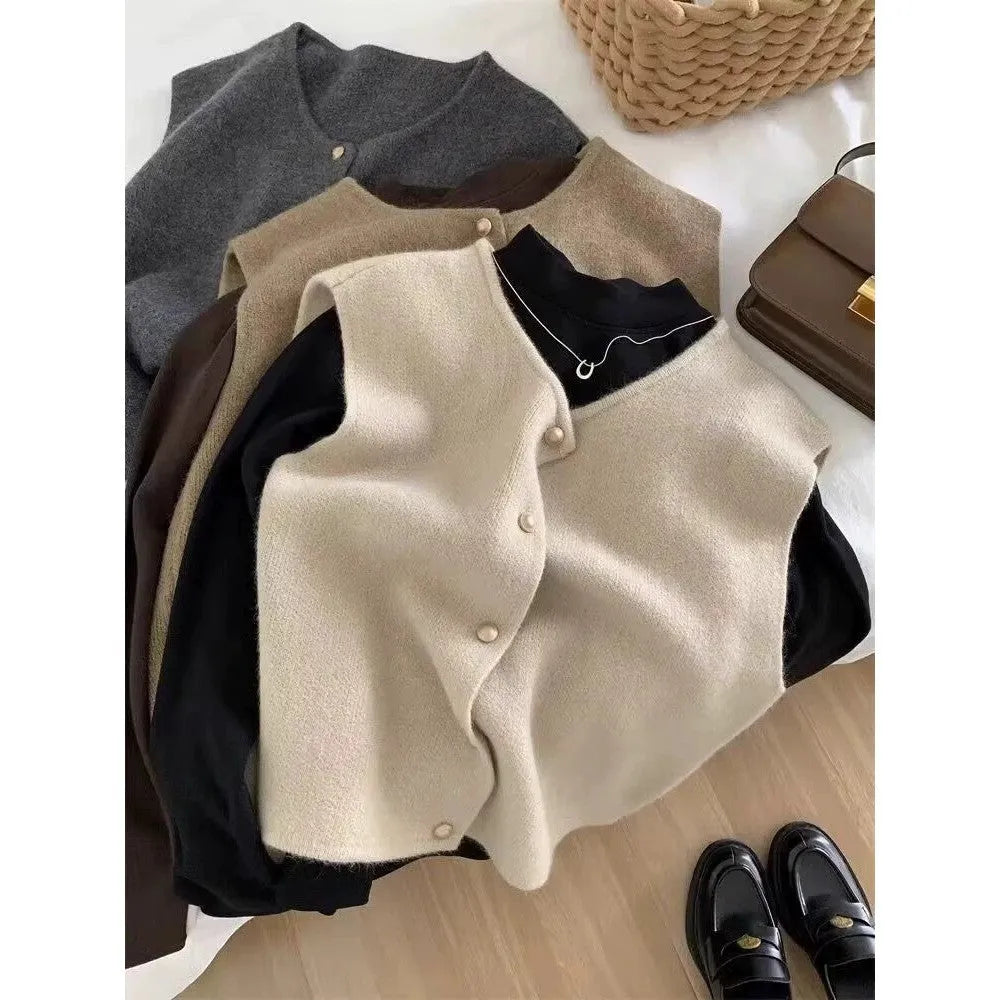 Women's casual polyester pullover vest with half sleeves in multiple colour options