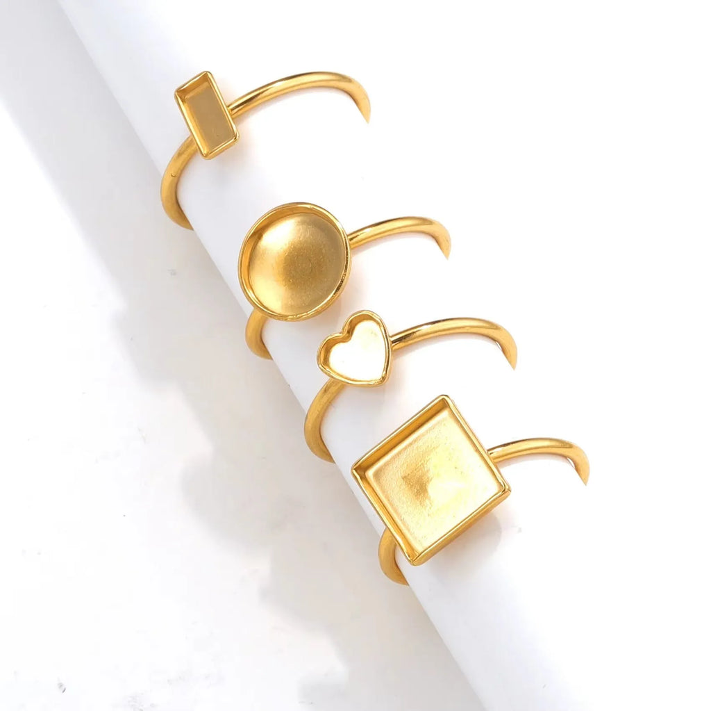 Golden stainless steel ring setting with totem pattern in multiple shape options