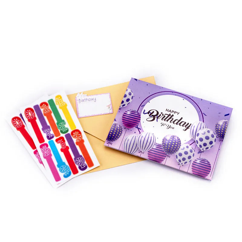 Chinese ink style 3D birthday cake greeting card with light music mechanism, 15x20cm