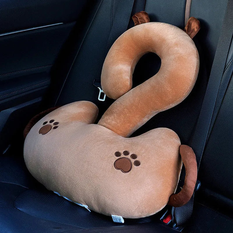 Large square cartoon animal cushion showing one of six design options, such as capybara, cat, dinosaur, rabbit, or toast.