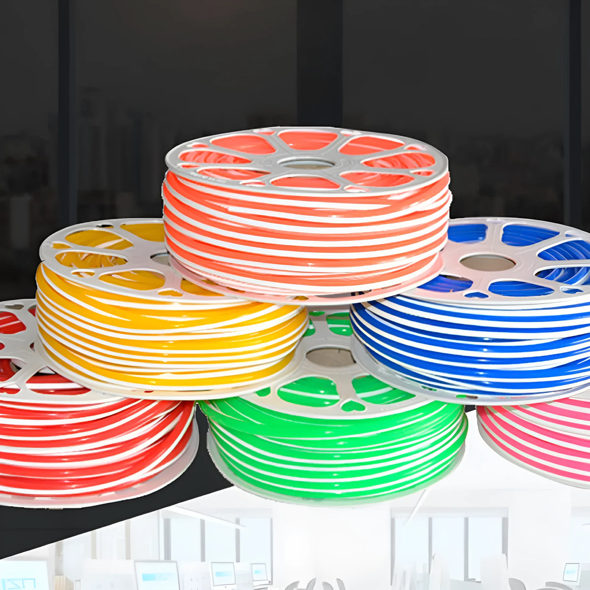 Flexible silicone neon light bar decorative seal strip showing 8mm width and available colour options