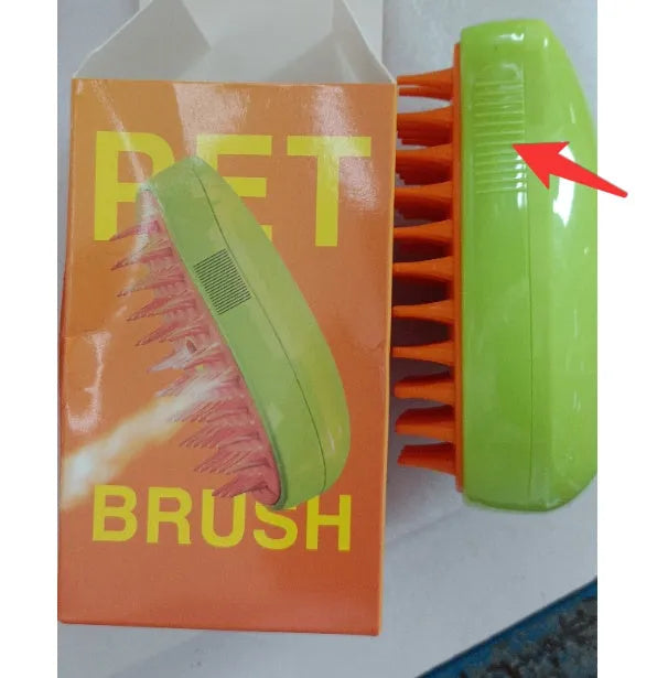 3-in-1 cat steam brush 9.6x7x5cm plastic pet grooming comb in green or yellow