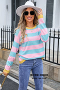 Women's acrylic loose fit sweater in multiple colours with round neck and long sleeves