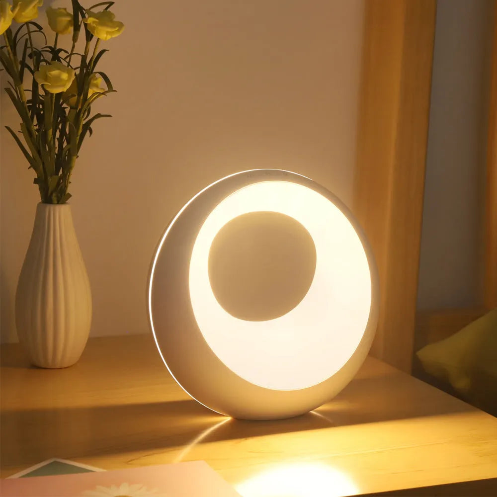 Creative Touch small RGB colour changing desk lamp with remote control on wooden desk